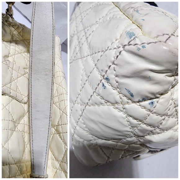 Authentic CHRISTIAN DIOR Lambskin Patent Cannage New Lock Flap Shoulder Bag - Picture 14 of 16